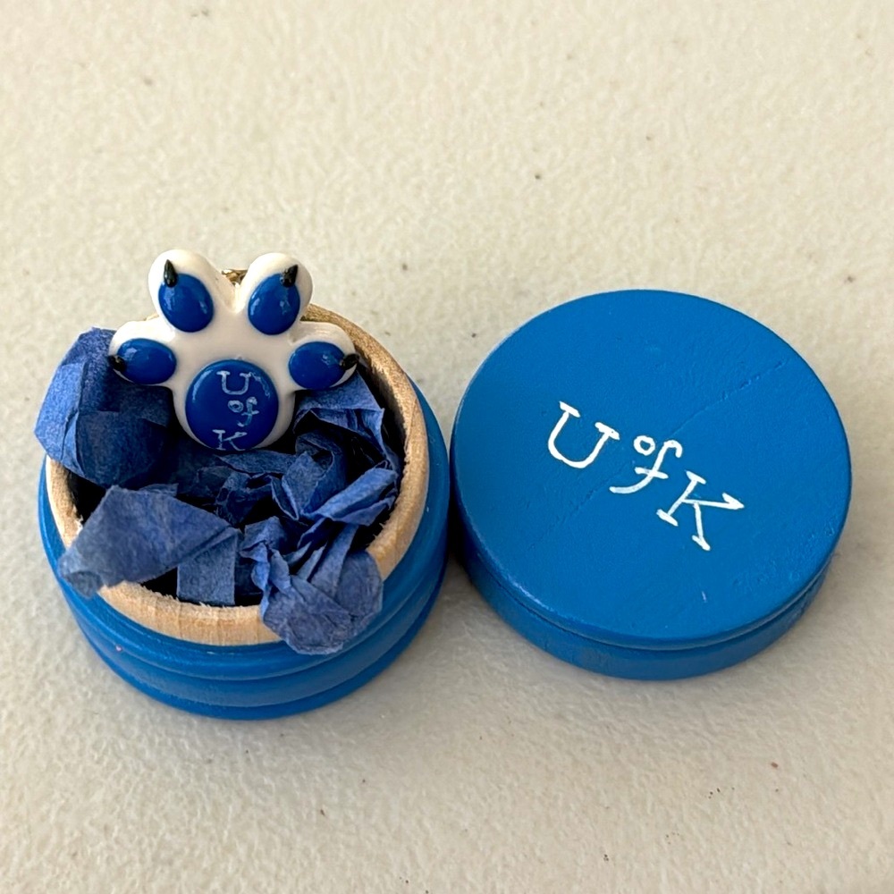 University of Kentucky Handmade Pin and Wood Container
